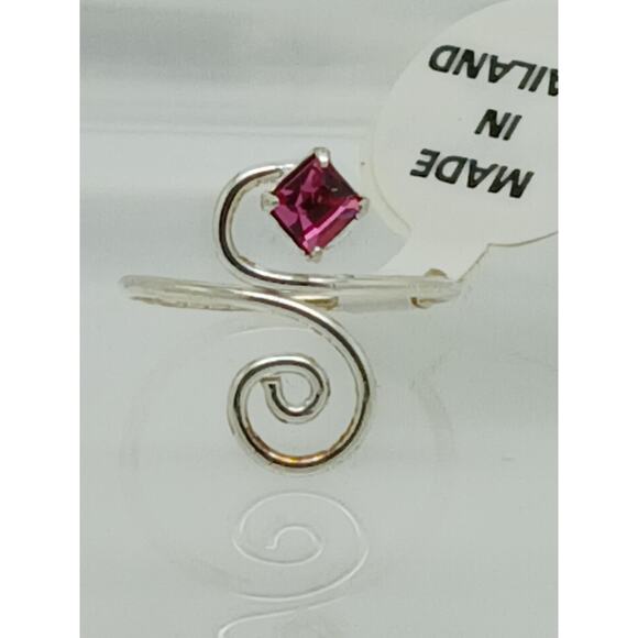 Sexy Pink Crystal Rhinestone Toe Ring Adjustable Size Sterling Silver Gift Boxed - Picture 3 of 9